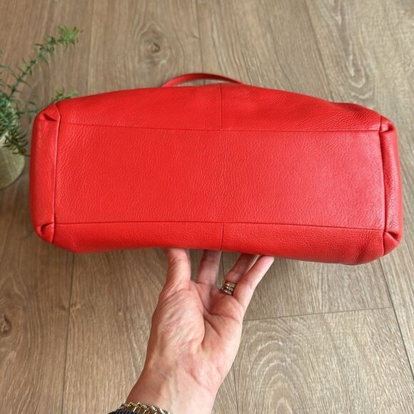 VINTAGE COACH LARGE TRIPLE COMPARTMENT LEATHER HOBO SHOULDER BAG RED EEEUC - Picture 9 of 14